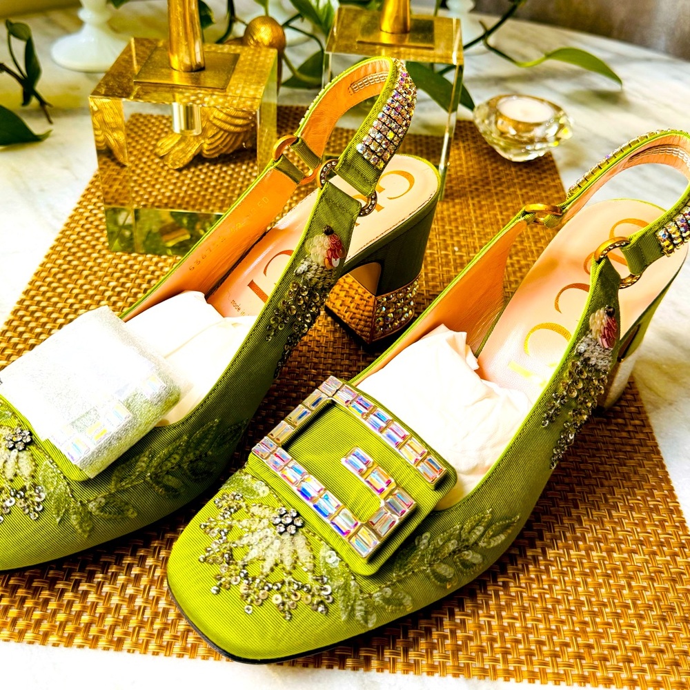 GUCCI fabric upper slingback heels EUR 36 US 6